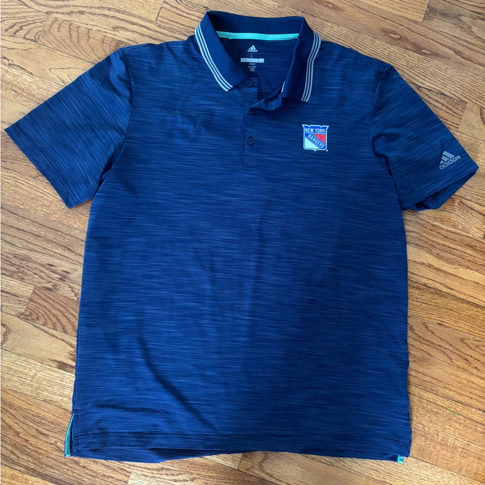 Adidas Blue Performance NY Rangers Polo Shirt